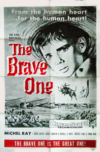 The Brave One movie poster (1956) [Michel Ray] 1961 re-issue 27x41